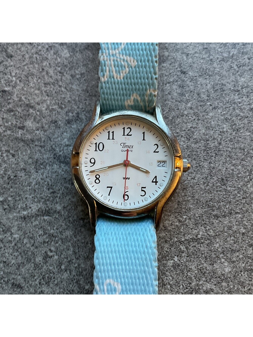 Timex Womens Watch 29mm Stainless Steel Case W/White Dial & Blue Nylon Band B-U